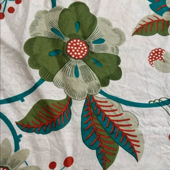 Echo floral silk square scarf, green/orange/teal - Picture 5 of 7